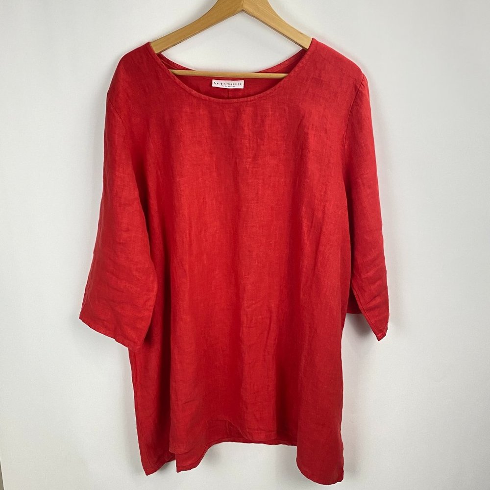 Bryn Walker Red Orange Linen Tunic Top
